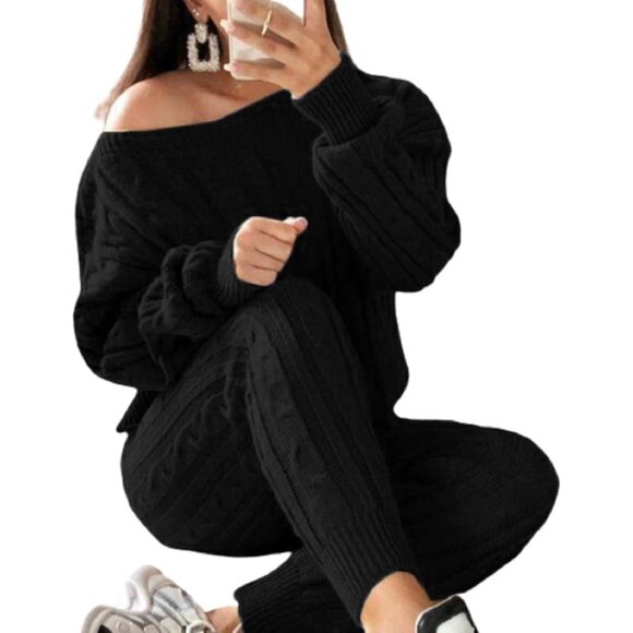 Chic Women's Fall Knit 2-Piece Sweater and Bodycon Pants - Plus Size Available - Picture 2 of 6